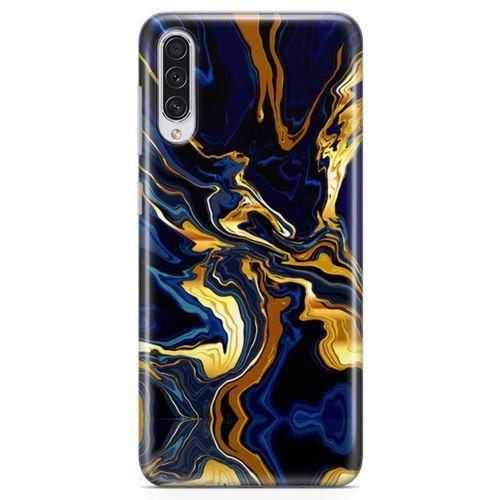 Samsung Galaxy A70s Kılıf Lacivert Kahve Mermer Arka Kapak Koruma Desenli Full Koruyucu