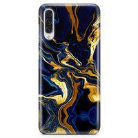 Samsung Galaxy A70s Kılıf Lacivert Kahve Mermer Arka Kapak Koruma Desenli Full Koruyucu