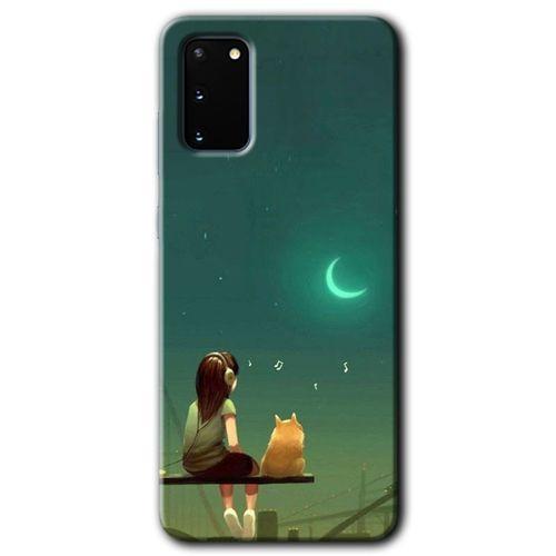 Samsung Galaxy S20 HD Baskılı Kılıf + 9D Tam Ekran Koruyucu - Kedili Kız