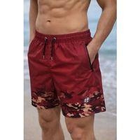 Erkek Deniz Şortu Fermuarlı Cepli File Astarlı Hızlı Kuruyan Premium - Kırmızı