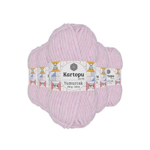 5 Adet Yumurcak Kadife El Örgü İpi Toz Pembe K1562 mudanis