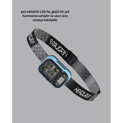 Süper Parlak Led Kafa Feneri 3 Renk 53 Mod Type C Şarjlı