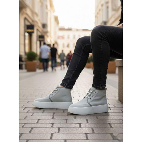 BA0550 İçi Kürklü Bağcıklı Gri Erkek Tarz Spor Bot