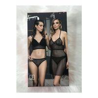 1501 Büşra Kadın Siyah Desteksiz Sütyen Külot Takımı