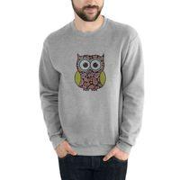 Baykuş Baskılı Gri Erkek Sweatshirt