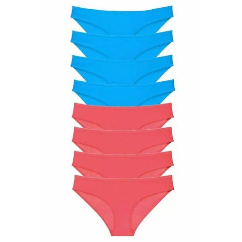 8 adet Süper Eko Set Likralı Kadın Slip Külot Fuşya ve Mavi