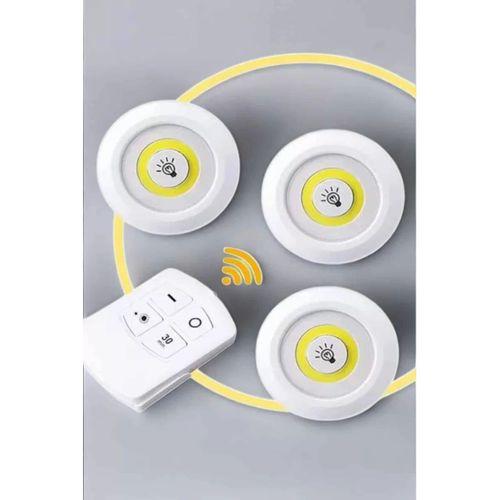 Led Lamba 3'lü Uzaktan Kumandalı Yapışkanlı Beyaz Işık