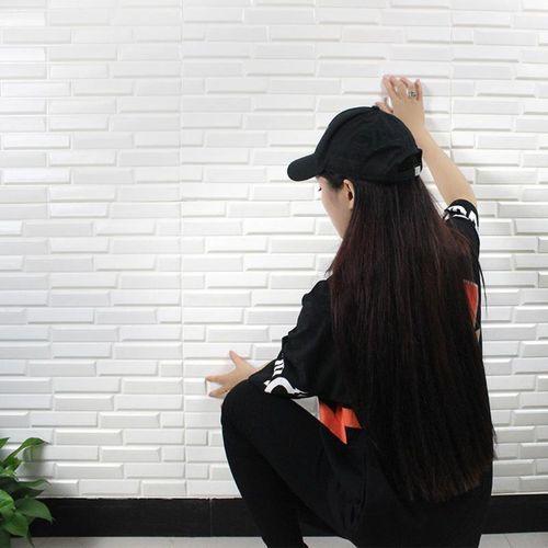 Nw55 Opak Küçük Taş Desen Kendinden Yapışkanlı Sünger Esnek Beyaz Duvar Paneli 70x77 Cm 6 Adet