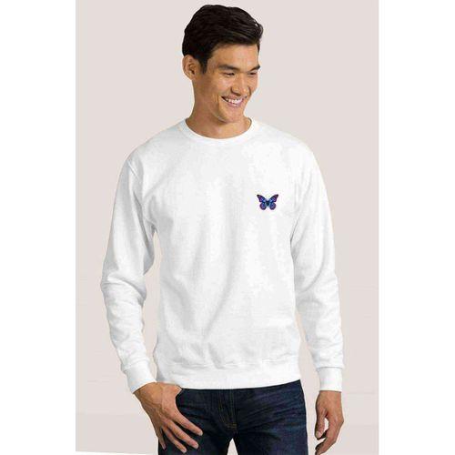 Butterfly Baskılı Beyaz Erkek Sweatshirt