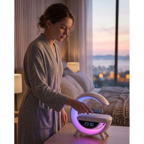 Çok Fonksiyonlu Kablosuz Şarjlı Saat Hoparlör Rgb Işık Ve Alarm Özellikli
