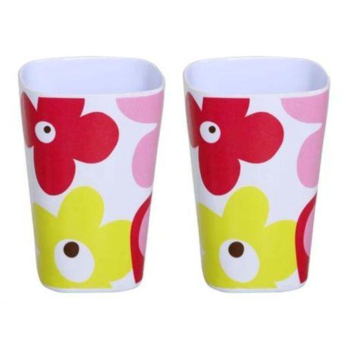 2 Adet Kalemlik Kırmızı Papatya Desenli Ofis Gereci 7X7X11Cm 300Ml