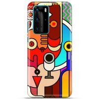 Lopard Huawei P40 Pro Uyumlu Kılıf Soyut Sanat (8) Desenli Baskılı Kılıf