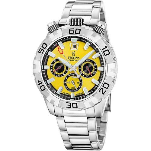 Festina F20743/4 Quartz Chrono Çelik Gri Sarı Kadran 10 ATM 45 mm Erkek Kol Saati