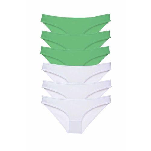 6 adet Eko Set Likralı Kadın Slip Külot Yeşil Beyaz