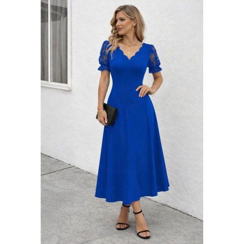 Kadın Kısa Kollu V Yakalı Uzun Janjan Elbise