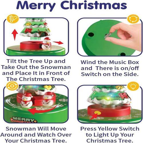 VIP KALİTE YILBAŞI MÜZİK KUTUSU YILBAŞI AĞAÇLI KARDAN ADAMLI IŞIKLI DÖNEN MÜZİK KUTUSU KURMALI