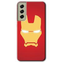 MRCİLETİSİM Samsung Galaxy S21 FE Kılıf HD Desen Baskılı Arka Kapak + Temperli Cam - İronMan
