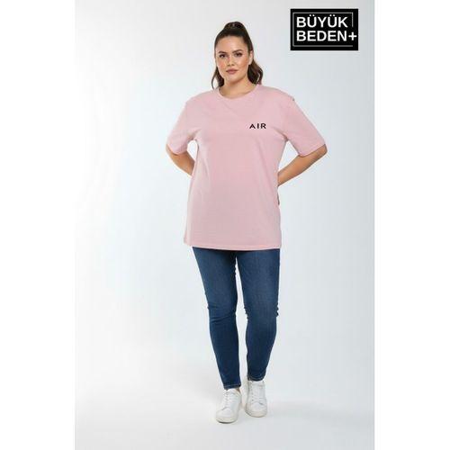 Süperlife Kadın Büyük Beden AR Baskılı 3xl-6xl Bisiklet Yaka Tshırt SPR26BTSK510-1