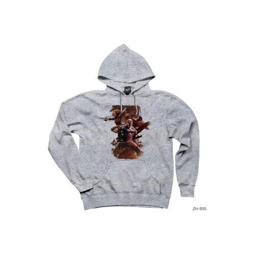 Iron Man Team Attack Gri Kapşonlu Sweatshirt Hoodie