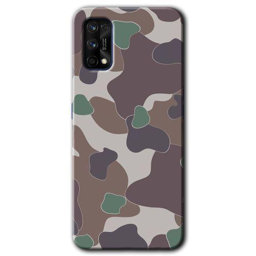 MRCİLETİSİM Realme 7 Pro Kılıf Baskılı Kapak - Kamuflaj 11 + 5D Tam Kaplayan Cam