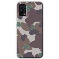 MRCİLETİSİM Realme 7 Pro Kılıf Baskılı Kapak - Kamuflaj 11 + 5D Tam Kaplayan Cam