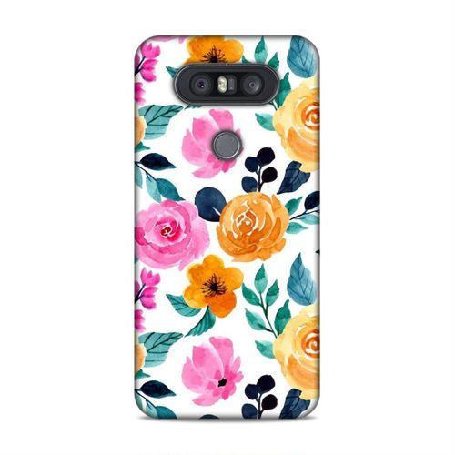 LG Q60 Kılıf Sari Pembe Bahar Cicekleri Arka Kapak Silikon Koruma Full Koruyucu