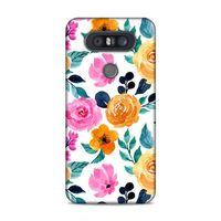 LG Q60 Kılıf Sari Pembe Bahar Cicekleri Arka Kapak Silikon Koruma Full Koruyucu