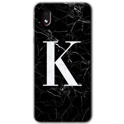 Samsung Galaxy A01 Core Kılıf HD Desen Baskılı Arka Kapak - Siyah Mermer Desenli K Harfi