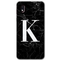 Samsung Galaxy A01 Core Kılıf HD Desen Baskılı Arka Kapak - Siyah Mermer Desenli K Harfi