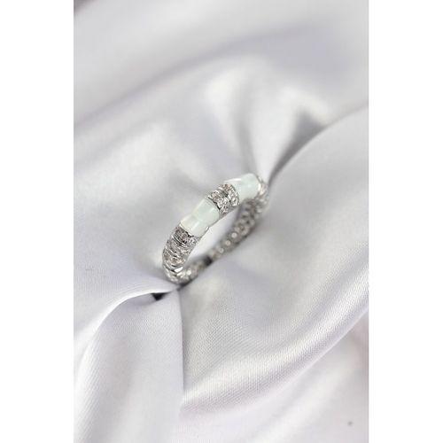 Zirkon Taşlı Kemik Model Gümüş Renk Kadın Yüzük