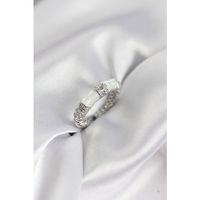 Zirkon Taşlı Kemik Model Gümüş Renk Kadın Yüzük