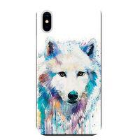 iPhone X Kılıf Sulu Boya Kurt Baskılı Esnek TPU Silikon