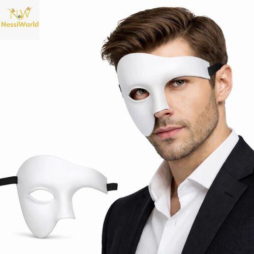 Beyaz Yarım Erkek Maske – Phantom Parti &amp; Balo Maskesi