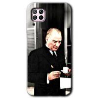 Huawei P40 Lite Kılıf HD Desen Baskılı Arka Kapak - Atatürk Türk Kahvesi + Kırılmaz Cam