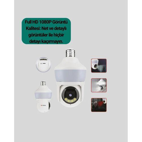 1080p Görüntü Kaliteli Wi-fi Ampul Tipi Güvenlik Kamerası