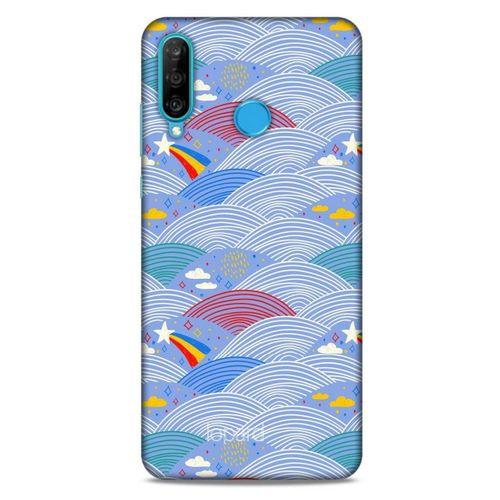 Huawei P30 Lite Kılıf Pastel Renkler (2) Kabı Mor Beyaz