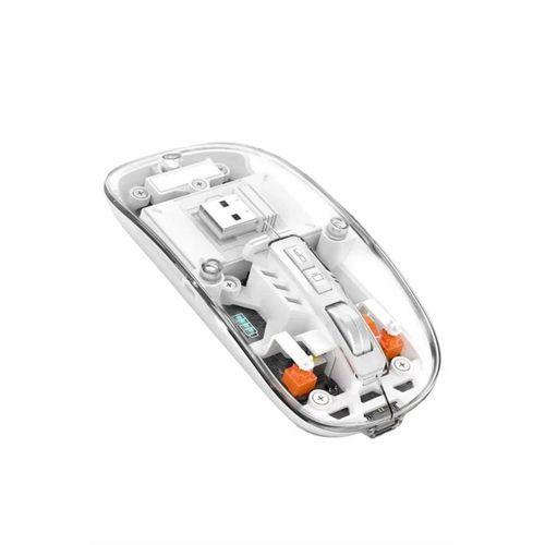 Sessiz Tıklama Çift Modlu Bluetooth Ve Alıcı Şeffaf Mouse Fare