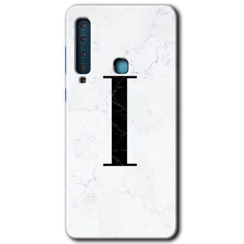 Galaxy A9 2018 Kılıf HD Desen Baskılı Arka Kapak - Beyaz Mermer Desenli İ Harfi + Kırılmaz Cam