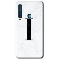 Galaxy A9 2018 Kılıf HD Desen Baskılı Arka Kapak - Beyaz Mermer Desenli İ Harfi + Kırılmaz Cam