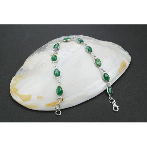 925 Ayar Zümrüt Taşlı Gümüş Bileklik