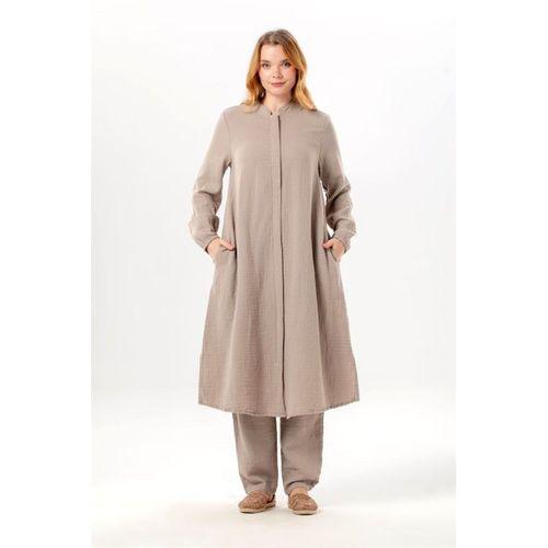 Uzun Kol Yaren Hakim Yaka Yazlık Müslin Tunik Taş Tas