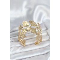 Pirinç Gold Renk Levha Yelpaze Model Kadın Bileklik