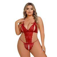 Fantezi Büyük Beden Kırmızı Dantelli Babydoll