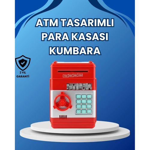 Kırmızı Atm Tasarımlı Şifreli Para Kasası Kumbara