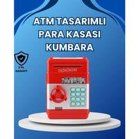 Kırmızı Atm Tasarımlı Şifreli Para Kasası Kumbara