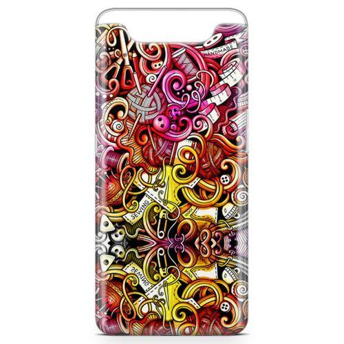 Samsung Galaxy A80 Kılıf Örgücü Doodle Arka Kapak Koruma Desenli Full Koruyucu