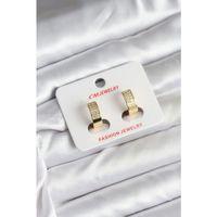 14K Gold Renk Kaplama Zirkon Taşlı Halka CM Kadın Küpe