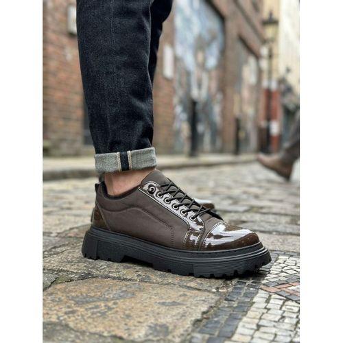 BA0245 Kahverengi Rugan Paraşüt Detaylı Akıllı Lastik Bağcık Yüksek Taban Günlük Erkek Ayakkabı