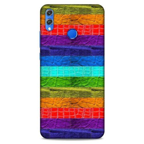 Huawei Honor 8x Kılıf Patchwork (38) Neo Hybrid Kılıf Yeşil Kırmızı Mor