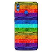 Huawei Honor 8x Kılıf Patchwork (38) Neo Hybrid Kılıf Yeşil Kırmızı Mor